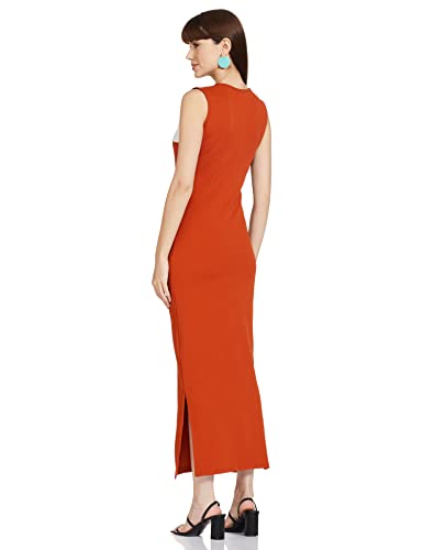 Image of Amazon Brand - Symbol Women's Crepe Bodycon One Piece Maxi Length Dress (with Color Block)