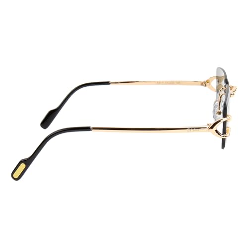 Image of Ted Smith Unisex Rimless Rectangle Gold Green UV Protected Sunglasses