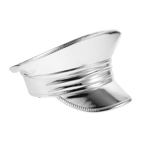 BESTYASH Stage Performance Beret Hat Women's Navy Hat Shiny Pu Leather for Parties French Style