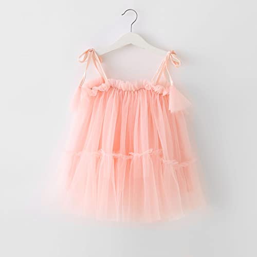 Toddler Girls Sleeveless Solid Tulle Princess Dress Dance Party Dresses Clothes Tween Dresses with (Pink, 4-5 Years)3