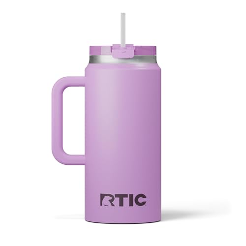 RTIC 64 oz Ceramic Lined Insulated Road Trip Tumbler, Leak-Resistant Lid, White