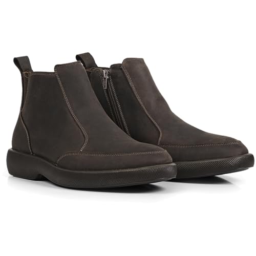 Image of Opananken Men's Casual Leather Boots - 100% Genuine Leather, Lace-Up Design, Comfort Air Latex Insole, Odor Control, Lightweight, Flexible, Durable Sole for All-Day Walking or Work Use