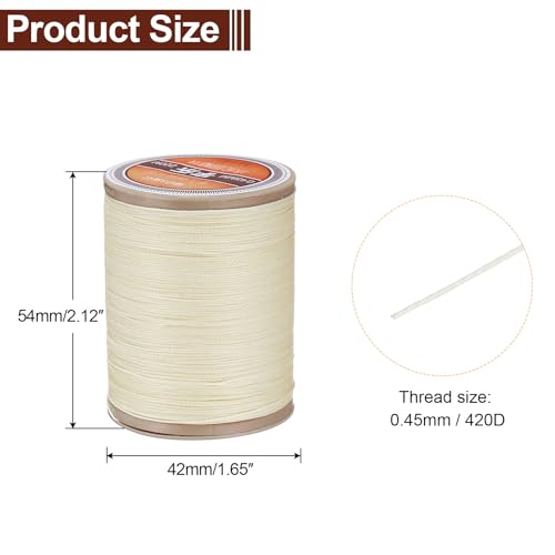 Hilo encerado redondo para coser cuero 220m poliéster beige miniatura 2
