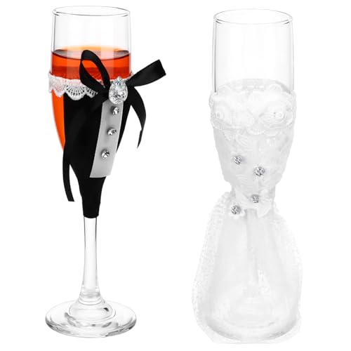 Ipetboom Copas de Vino para Bodas Juego de Copas Elegantes para Novios con Decoraciones Temáticas Altas para y Celebraciones Recepciones de Boda
