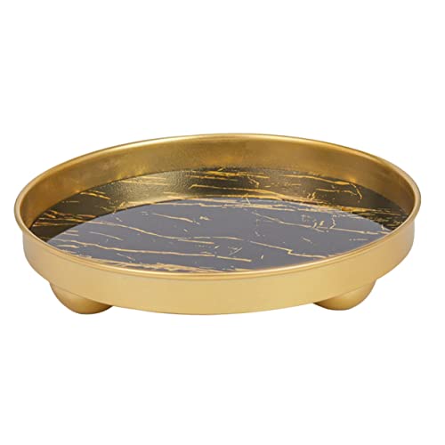 BESTonZON Placa De Tiro De Mármol Caja De Almacenamiento De Adornos Contenedores De Postre Bandeja De Mármol Bandeja De Mármol Redonda Bandeja De Exhibición Bandeja Redonda Galvanizada