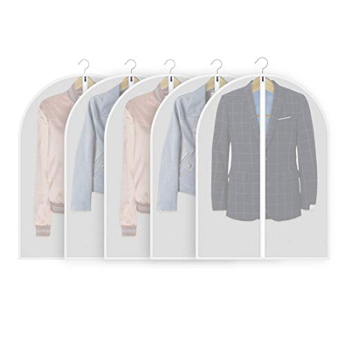 Hivexagon 5 Pcs Fundas de Ropa Transparentes con Cremallera Colgar, Prueba de Polvo, Resistente al Agua y Lavable Organizadora de Armario para Ropa de Temporada, Trajes, Abrigos (80 x 60 cm) HG363