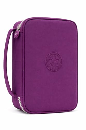 Estojo Escolar Grande para 100 Canetas com Divisórias e Alça – Estojo Box Organizador Unissex com Zíper Reforçado, Elásticos Internos e Alta Capacidade para Material Escolar (Vinho)