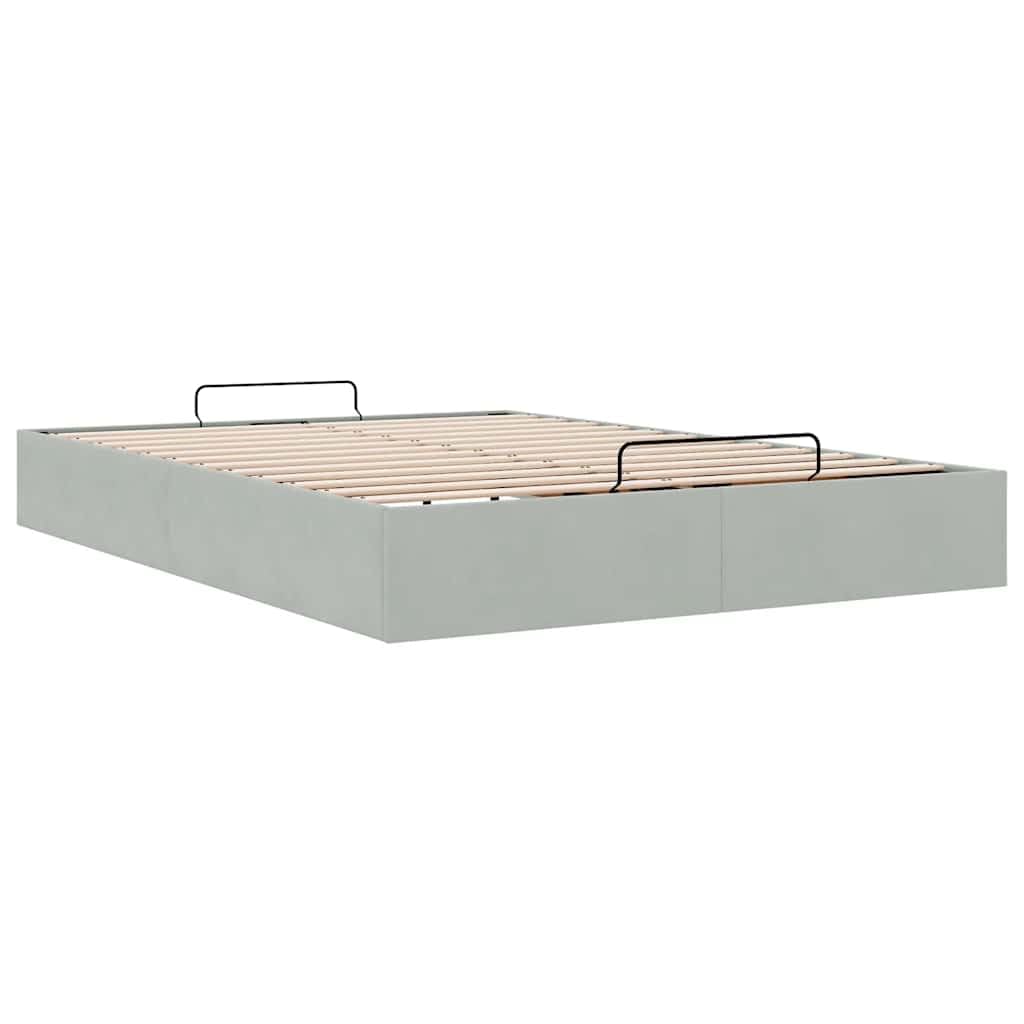 Festnight Cama Canapé Tapizado 140 x 200 cm con Somier y Almacenamiento Abatible Gris Claro