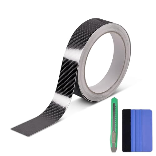 Image of Lypumso 6D High Gloss Carbon Fiber Vinyl Wrap Tape, Chrome Delete Tape for Cars Motorcycle Detailing DIY Car Door Edge Guard Decals Blackout Tape Roll (6D Black, 1in x 30ft)