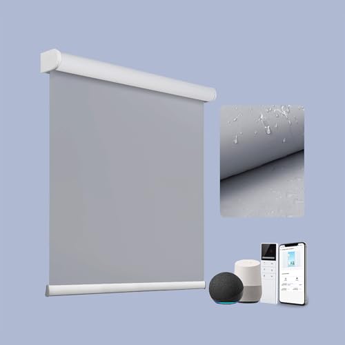 TIPIACE Persianas Motorizadas Smart Hard Wired o Recargables   Opaca Total, Tela Gruesa Impermeable, Tamaño Personalizado para Hogar (Light Grey)