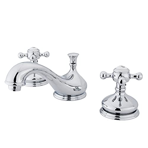 Kingston Brass KS1161BX Vintage Widespread Lavatory Faucet with Metal cross handle, Polished Chrome,...