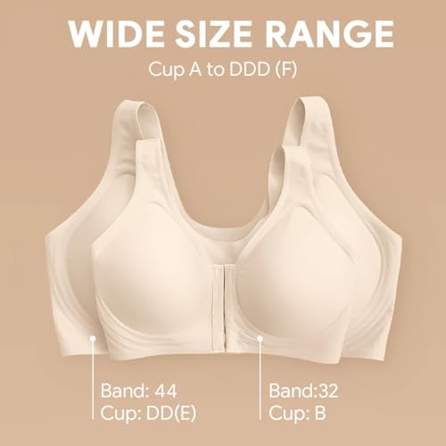 Lyzlook Bras, Lunahug - Seamless Front Buckle Cross Back Shaping Bra, Breathable Front Closure Clip Bra for Elderly Women4