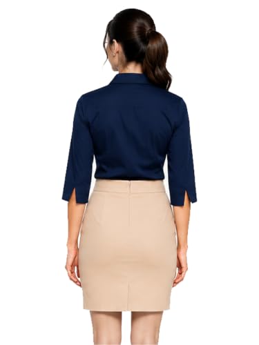 Image of Blue Ronin Womens 3 /4 Sleeve Formal Shirt for Office Wear | Soft Fabric Smart Fit Professional Shirt for Work, Meetings, Corporate & Business Style