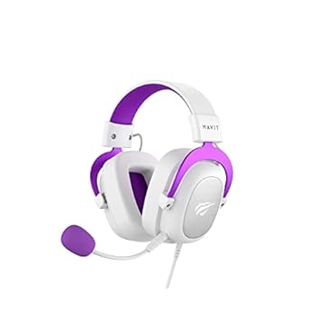 Headset Fone de Ouvido Havit HV-H2002d Purple, Gamer, com Microfone, Falante 53mm, Plug 3, 5mm: compatível com XBOX ONE e PS4, HAVIT, HV-H2002d Cor Roxo e Branco