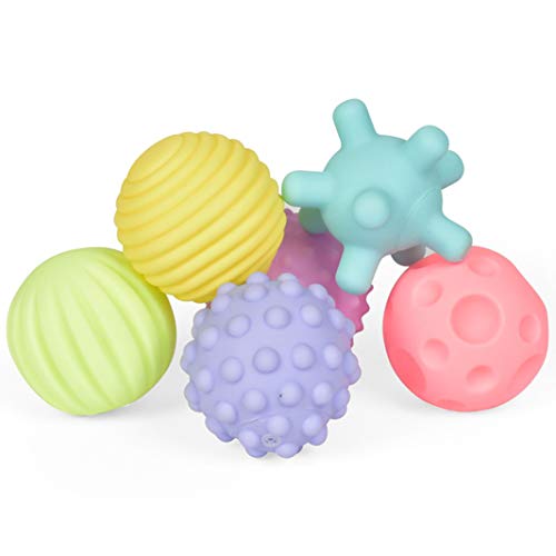 6pcs/set Multi Sensory Ball with BB Sound Rubber Textured Multi Tactile Senses Touch Toys for Baby trainning massage Infant