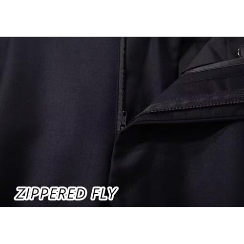 Men Dress Pants Flat Front Satin Stripe Trousers with Adjustable Waistband2