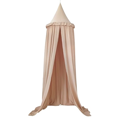Wonder Space Kids Bed Canopy with Ruffles, Pastel Neutral Color for Boys & Girls