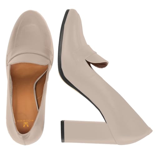 Image of MOOMMO Women Chunky Block Heel Pumps Closed Round Toe Slip On Oxford Loafers Shoes High Heels Snakeskin Work Pump Suede Loafer for Office Ladies Classic Formal Business Professional Fall 4-13 M US