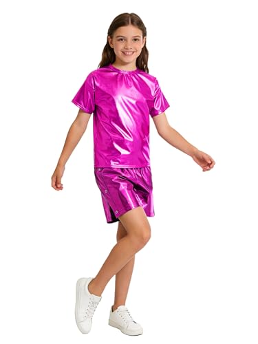 Ensemble sport danse moderne filles tee-shirt et short rose vif 11-12 ans