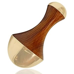 Spanzo Creation® 2 in 1 Kansa Wand Mini Ayurvedic Face Acupoint Massager for Detoxification & Deep Relaxation Massage Tool Teak Wood Handle (Natural-2)