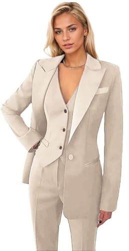 Women's 3 Pieces Pants Suit Office Lady Outfit Blazer Vest Pants Business Suit Casual for Women Tuxedo Set2
