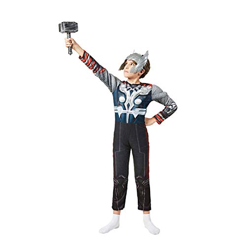 Disfraz clásico musculoso para niños con capa y martillo miniatura 2