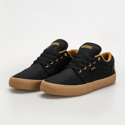 Image of Etnies Barge LS - Classic Skate Look, Slim Vulcanized Silhoutte, Hefty Armored Collar, Reinforced Vulc - Black Raw - 5