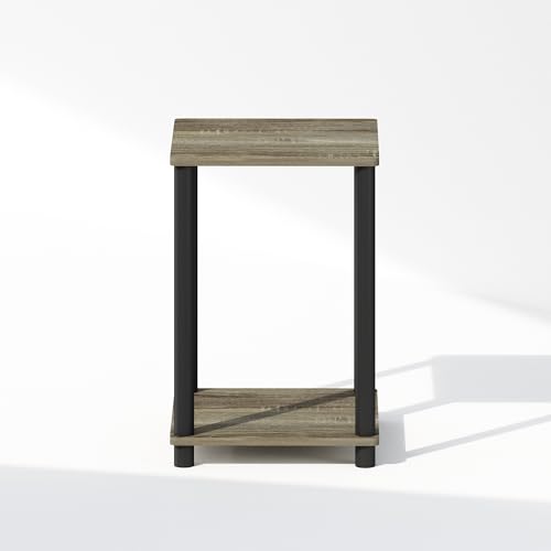 Image of Furinno Turn-N-Tube Night Stand, 2-Tier Open Shelf Design Nightstand, Toolless Bedside Table, End Table, Side Table, for Bedroom, Closet, Dorm, French Oak