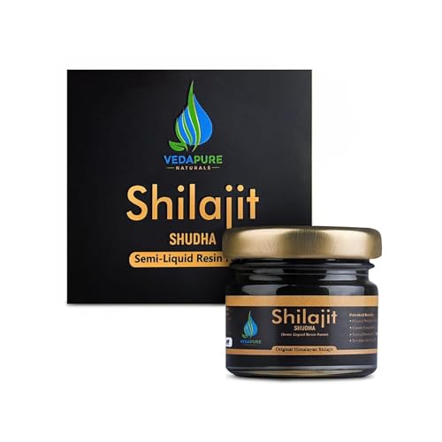 Vedapure Himalayan Shilajit Resin 25g | 100% Pure & Natural Ayurvedic Shilajit | 250mg/Serving | 100 Servings | Rich in Fulvic Acid & Trace Minerals | Supports Energy, Strength, Stamina & Vitality | For Men & Women