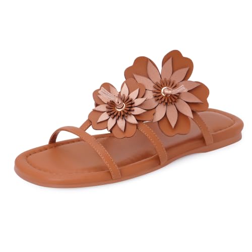 Image of LACIKOSZ Flower Flat Sandals for Women Calla Lily Sandals