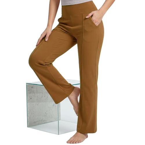 Image of NINQ Women High Waist Flare Pants Lite Regular | Smart Casual Korean Trouser for Office Wear, Gym, Sports, Travel & Daily Styling