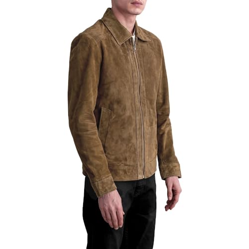 Men's Suede Shirt Zipper Jacket Full Zip Casual Vintage Jackets Suede Leather Jackets for Mens3