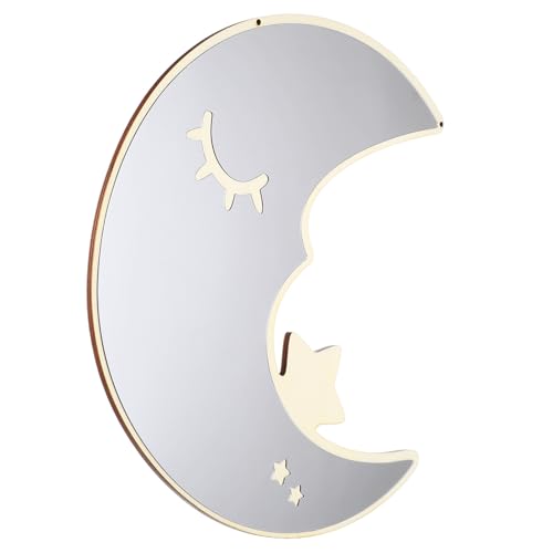 GATHINESS Espejo Acrílico Colgante Forma de Luna Beige para Habitación Infantil, Resistente al Agua y Fácil de Instalar, Decoración Adecuado para Dormitorio