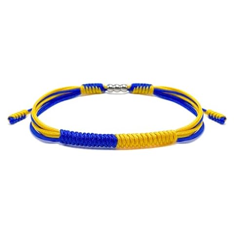 LAMIBEE Patriotic Country Code Flag Pride Bracelet, Protection and Lucky Surfer String Bracelet, Tibetan Wrist Wrap Bracelet, Boho Rope Bracelet for Women, Men, String Thread (Ukraine) Cover