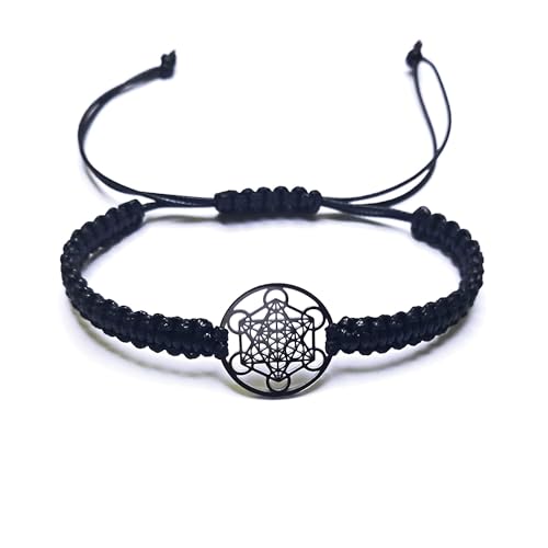 Simboliks Metatron pulsera ajustable acero inoxidable unisex Ángel Metatrón Pulsera Cubo de Metatron Brazalete de protección Geometría Sagrada Activación energética Conexión universal Amuleto Joyería