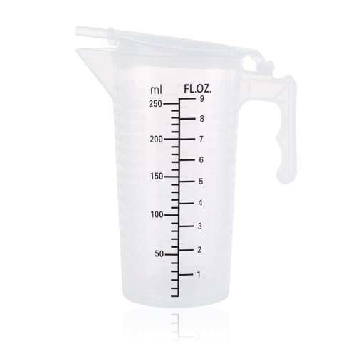 Vaso medidor transparente 250ML con tapa y asa miniatura 1
