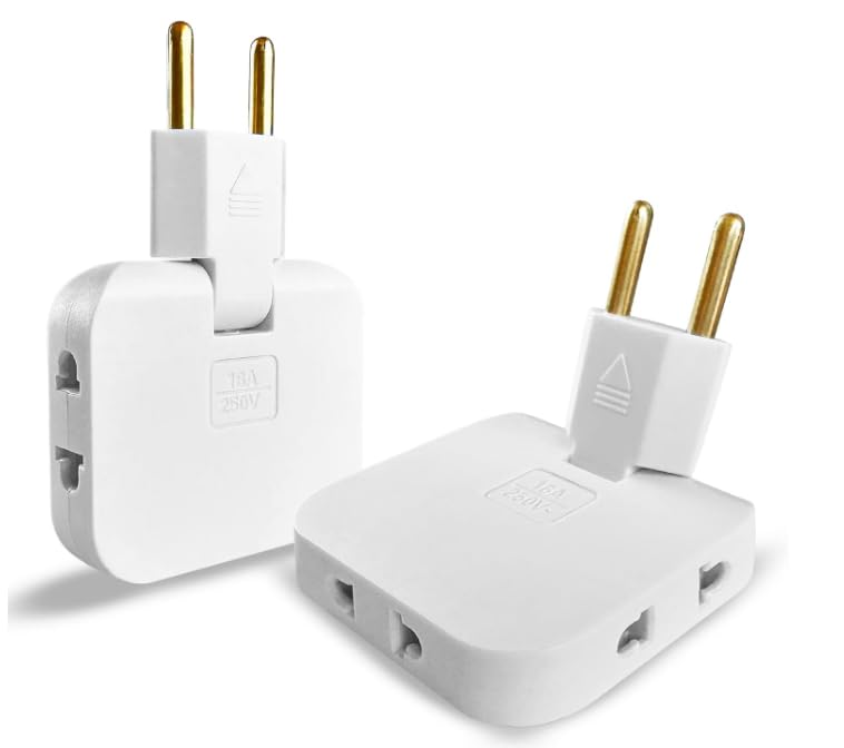 BOBOPACK X2 Multiprise Plate, Raccordement Pivotant à 180, 16A/250V, Adaptateurs de Prise UE-USA, Peut être Utilisé là où l'espace est Limité (DerrièRe...