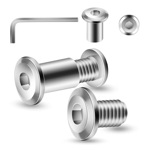 20 tornillos de conexión M6 x 16 mm, 20 tornillos para muebles y 20 tuercas de casquillo, conector de acero inoxidable A2 V2A, conector de muebles con llave hexagonal interior para madera de bret