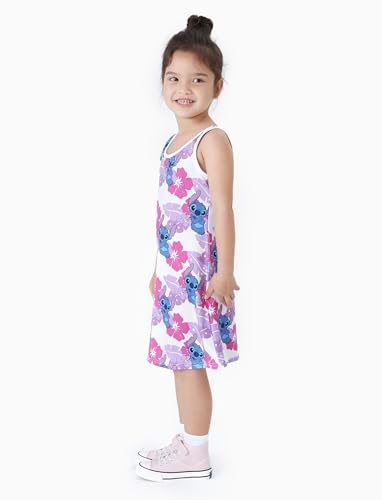 Image of Disney Stitch Princess Frozen Elsa Minnie Mouse Girls Tank Dress Sleeveless A-Line Sundress Summer Beach Clothes 2-9 Years