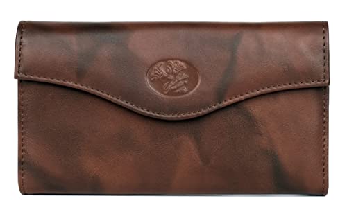 Image of Julia Buxton Heiress Leather Organizer Clutch Handbag Wallet with RFID Blocking, Mahogany