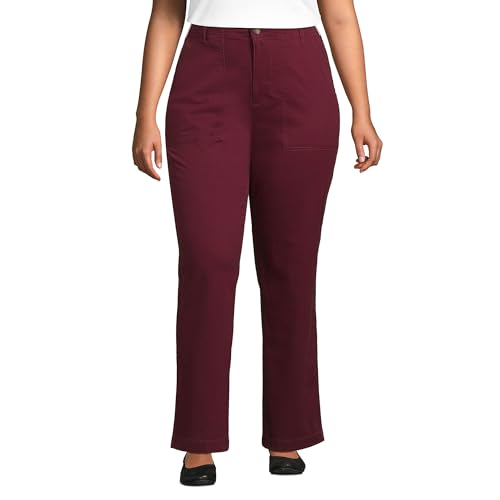 Lands' End Women's High Rise Chino Utility Straight Leg Pants 12 Rich Burgundy