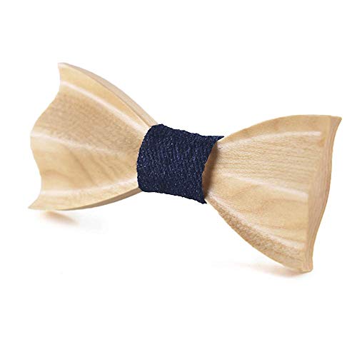 Classy Wooden Bow Ties for Men - Bowties Wood Colors, Maple or Walnut - Fashion Accessory for Wedding, Graduation and Birthday - Bow Tie with Adjustable Elastic Band