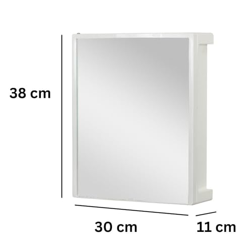 Image of BRANCO Cabinet with Mirror | 4 Shelves Rack | Bathroom Accessories | Wall Hanging Bathroom Shelf Cabinet with Mirror (New Rich Look (11D x 31W x 38H))