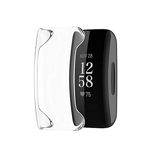 Compatible with Fitbit Inspire 2 Case Cover, Scratch-Resistant Soft Flexible TPU Plated Protective Case Full Protector Cover for Fitbit Inspire 2 HR Smart Watch (Transparent)