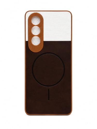 Image of Bintage 2in1 Hard Slim Back Case | Soft Border Camera Protect | Dual PU Leather Finish Back Cover Compatible for OnePlus Nord CE 4 5G - White & Cherry Brown