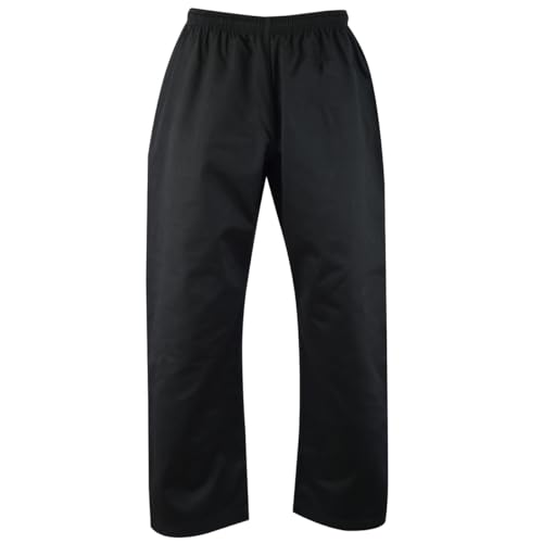 Malino Pantalón de karate separado Hombres adultos 7 oz Poli Algodón Negro Tamaño 6/190