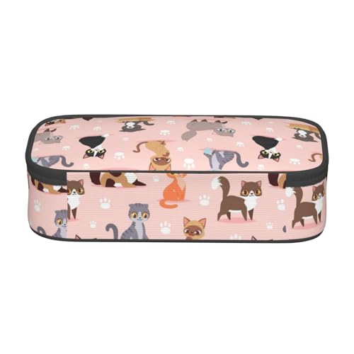 Image of Cute Cat Pencil Case Aesthetic Large Capacity Pen Pouch | Storage Bag with Compartments for Travel School Office Organizer