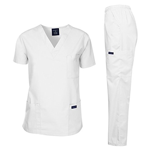 Image of Dagacci Scrubs for Men Set - V-Neck Scrub Top and Cargo Pants - 8 Pockets Men Scrubs Set