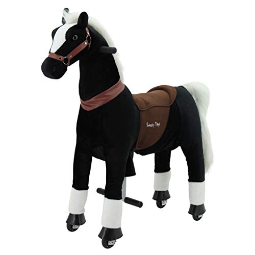 Sweety Toys 7325 Reittier gross Pferd BLACKY auf Rollen für 4 bis 9 Jahre - RIDING ANIMAL