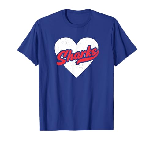 Vintage Sharks High School Go Sharks Pride Heart T-Shirt